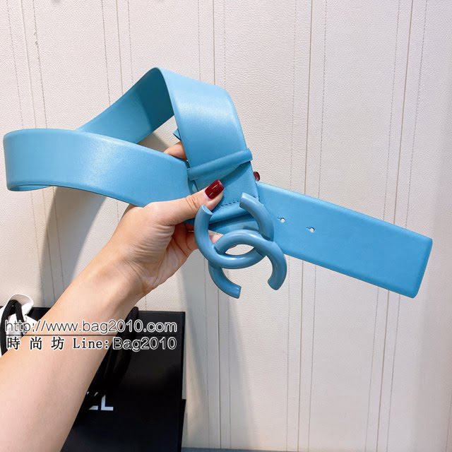 Chanel女士皮帶 香奈兒cc烤漆logo扣雙面可用小牛皮腰帶  jjp1149